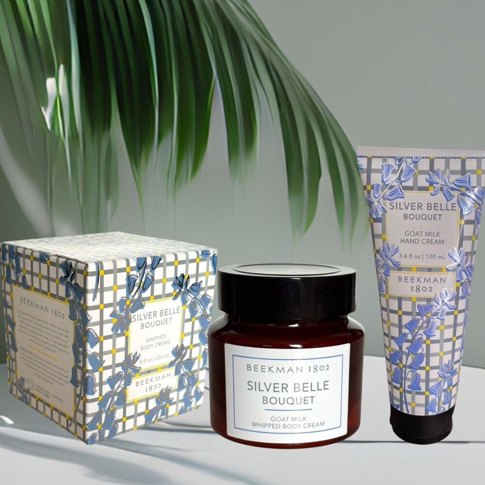 Beekman 1802 Pure Goat Milk Silver Belle Bouquet Set Hand Cream Body Cream 8oz